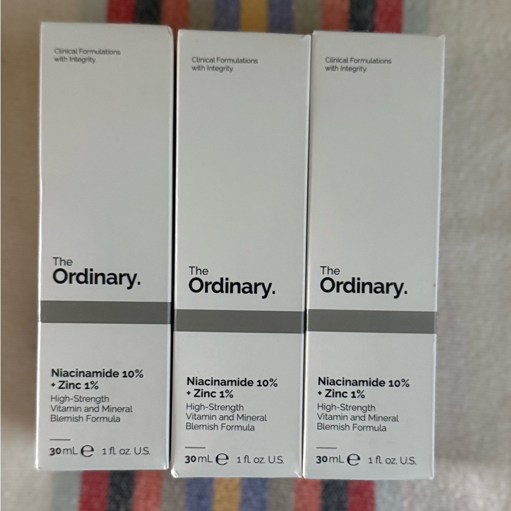 The Ordinary Niacinamide 10% + Zinc 1% Serum X 3 boxes NEW UNOPENED